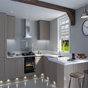 أفكار تصميم خزائن مطبخ فاخرة مخصصة من اللاكيه مع جزيرة - Product Image 6