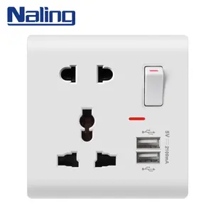 Naling Articles En Gros Populaires Intelligent Pakistan 1 Gang 2 Voies Interrupteur Mural Et Prise Avec Usb