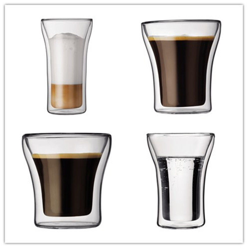 Glass Coffee Cup Heat Resistant Double Wall Glass Cappuccino Latte Cup Mug Handmade Double Wall