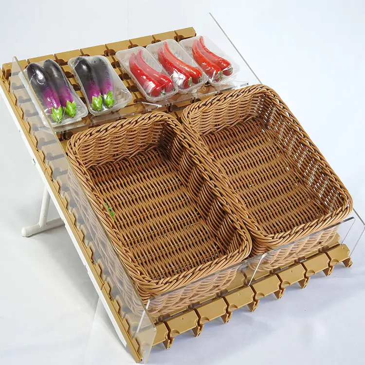 wholesale supplier square wicker weaving plastic rattan basket home furniture storage shop rattan basket for fruit display