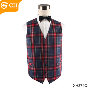 เสื้อกั๊กผ้าทวีดลายสก็อตผ้าฝ้ายลำลองสำหรับผู้ชายขายส่ง - Product Image 4