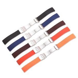 LAIHE Wholesale Silicone <strong>Rubber</strong> <strong>Watch</strong> Bands for Men Women 5 Colors-Black Brown Orange Red Blue Sizes 18mm 22mm Stock Available - Product Image 2