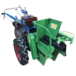 Hand push diesel engine driven small mini type corn harvester