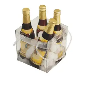 Vinyl ijsblokje bier verpakking plastic pvc druif wijn chill tas voor 4 en 6 flessen