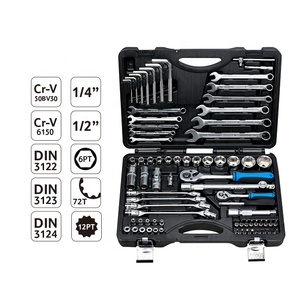 FIXTEC Hand Tools Adjustable Long Handle Ratchet <strong>Wrench</strong> 77pcs <strong>Car</strong> Repair Tool Kit - Product Image 1