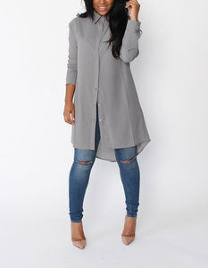 Camicetta in Chiffon da <span class=keywords><strong>donna</strong></span> <span class=keywords><strong>taglie</strong></span> <span class=keywords><strong>forti</strong></span> stile ciano verde kaki a maniche lunghe top Boyfriend Casual con bottoni Cardigan in Chiffon camicetta Pullover camicia - Product Image 3