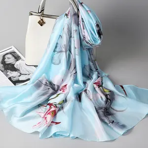 2019 new silk satin material female Chinese wind Hangzhou silk scarf