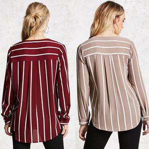 Blusa de Oficina <span class=keywords><strong>a</strong></span> Rayas para Mujer, Manga Larga, 100% Algodón, Moda Otoñal, Gran Venta - Product Image 5