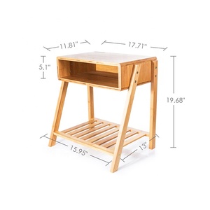 <span class=keywords><strong>Table</strong></span> d'angle en bambou, support <span class=keywords><strong>de</strong></span> chevet, avec rangement ouvert et étagère multi-usages - Product Image 5