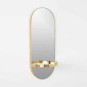 Caplet Oval Brass Khung Thép Không Gỉ Gương Với Nửa Vòng Tròn Kệ Vanity Gương Tường - Product Image 4