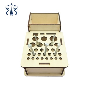 Handmade DIY Porous <strong>Wooden</strong> Leather <strong>Tool</strong> Storage <strong>Box</strong> - Product Image 6