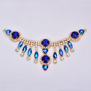 Lot de couture pour Strass en verre <span class=keywords><strong>AB</strong></span>, verre rouge, 155x60mm, garniture, chaîne, boucle, connecteur, appliquées, cristal, coupe métal - Product Image 4