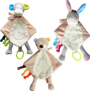 super soft baby plush doudou animal series monkey dog donkey teether toy infant comfort blanket