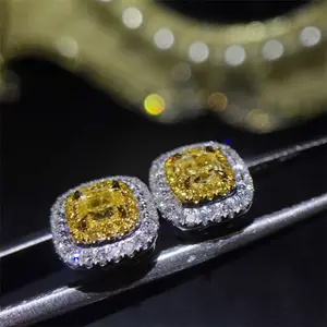 Sgarit 보석 제조 업체 사용자 정의 보석 다이아몬드 귀걸이 보석 18K 골드 0.7Ct 정품 천연 노란색 다이아몬드 스터드 귀걸이
