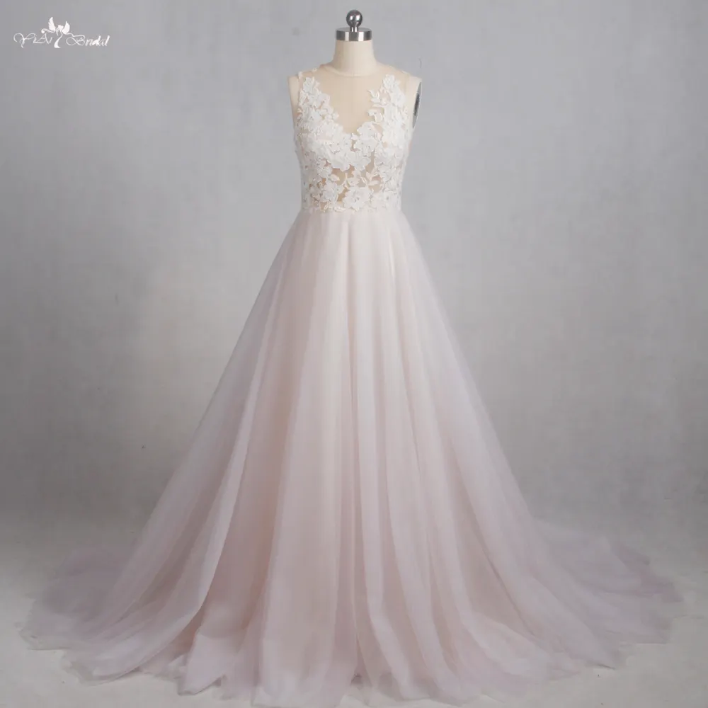 RSW1290 robe de mariée de plage en Tulle violet et blanc