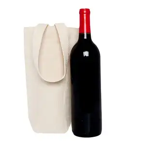 Custom eco friendly durable reusable plain one bottle canvas wine bag