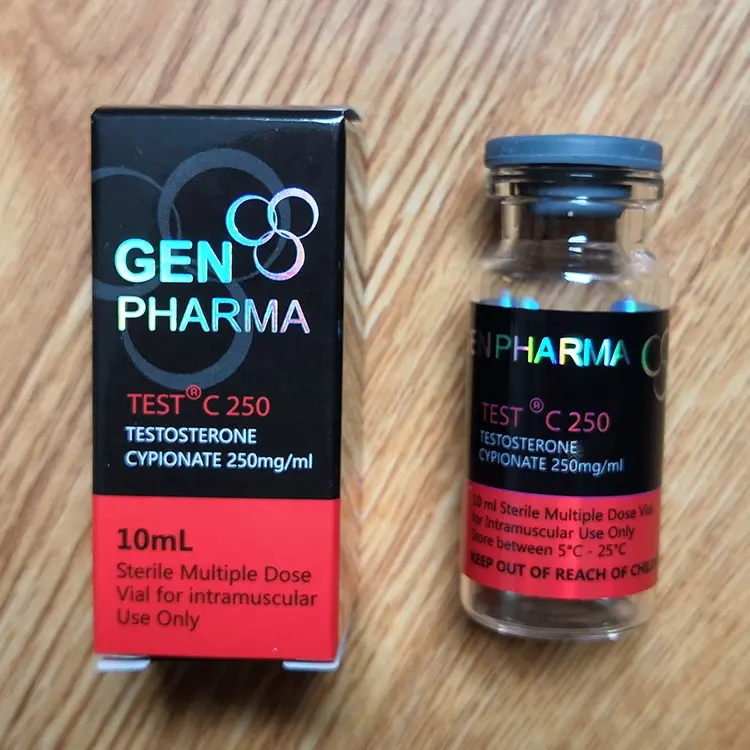 ZPT7-61 GEN PHARMA la prueba C de COLOR rojo de 250 holograma esteroides VIAL Etiqueta de embalaje y caja para VIAL de 10ML