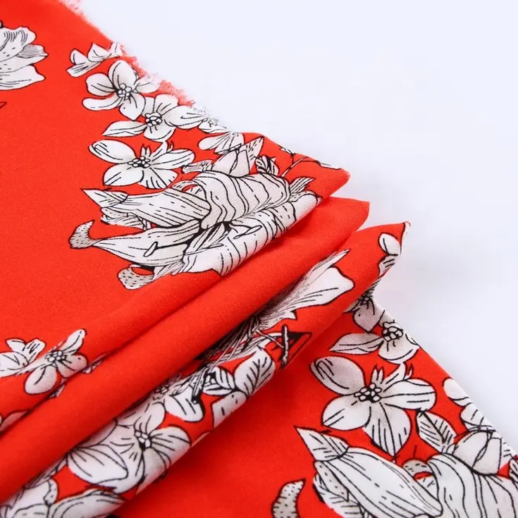Hot Sale Blume Orange Dubai Kleid Stoff einfachen Paisley bedruckten Druck gewebten Stoff