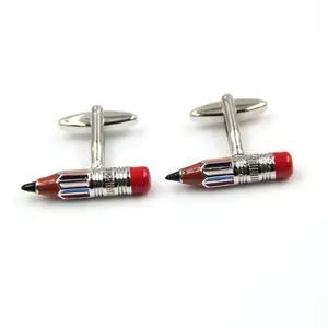 Fancy 3d enamel colored pen pencil cufflinks for women