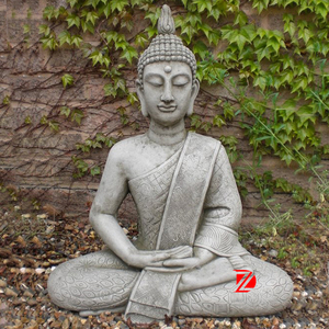 <span class=keywords><strong>Pierre</strong></span> grise Fini Bénédiction Bouddha Méditer Paix Harmonie Statue Objets de Collection - Product Image 5