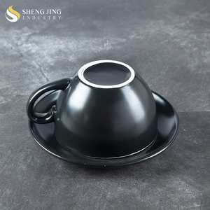 Shengjing Modern Black and White Expresso Cup Safety Ceramics Plate and Cups <strong>Set</strong> Porcelain <strong>Teacups</strong> <strong>Sets</strong> for Restaurant Hotel - Product Image 3