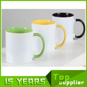 11 oz Blanco Recubierto Interior Colorido para la Sublimación Taza Al Por Mayor