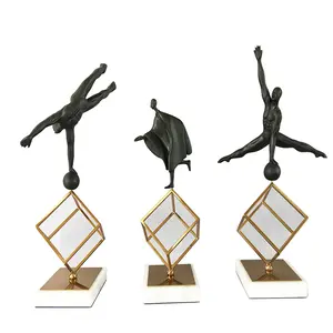 Figura de decoração em resina nórdica, decoração simples moderna de mármore para artesanato e ginástica