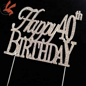 Party <strong>Cake</strong> Decoration Silver Rhinestone Happy Birthday <strong>40th</strong> <strong>Cake</strong> <strong>Topper</strong> - Product Image 5