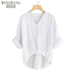 Tongyang Fashion Stripe Shirt Vrouwen College Stijl Damesblouses Lange Mouwen Shirt Plus Size Katoen Blusas Office Tops