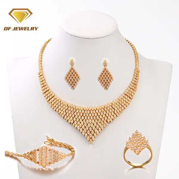 New arrivals fashion jewelry design indian gold necklaces jewelry sets