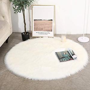 Cina fabbrica vendita calda <span class=keywords><strong>bianco</strong></span> pelliccia sintetica peluche pelle di pecora tappeti e tappeti forma rotonda - Product Image 4