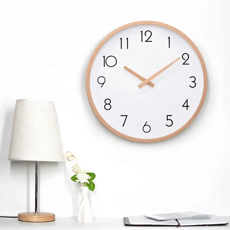 Real Wood Frame And Daylight Smart Wall Clock