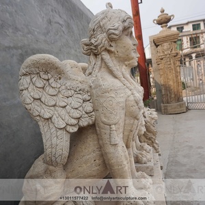 Onlyart nhà máy đá khắc tác phẩm điêu khắc nổi tiếng Ai Cập bằng đá cẩm thạch cuộc sống Kích thước tượng nhân sư cho khu vườn công cộng trang trí nội thất - Product Image 6
