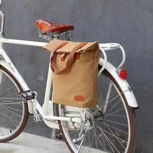 Tourbon wholesale canvas bike single pannier bag urban bicycle tote bag