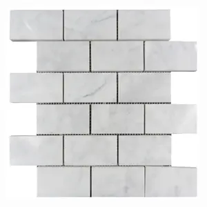 3 By 6 Inch Carrara Brick White Marble Mosaic Interior Decorative Wall Tile