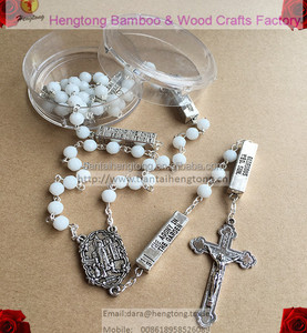 Chapelet en verre à facettes blanches de 6mm, collier de chapelet religieux avec FATIMA Centor, collier de chapelet catholique de Singapour - Product Image 3