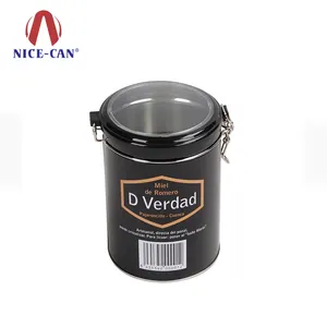 Custom cheap round airtight handled cylinder metal packaging coffee bean tin can coffee tin with valve for coffee