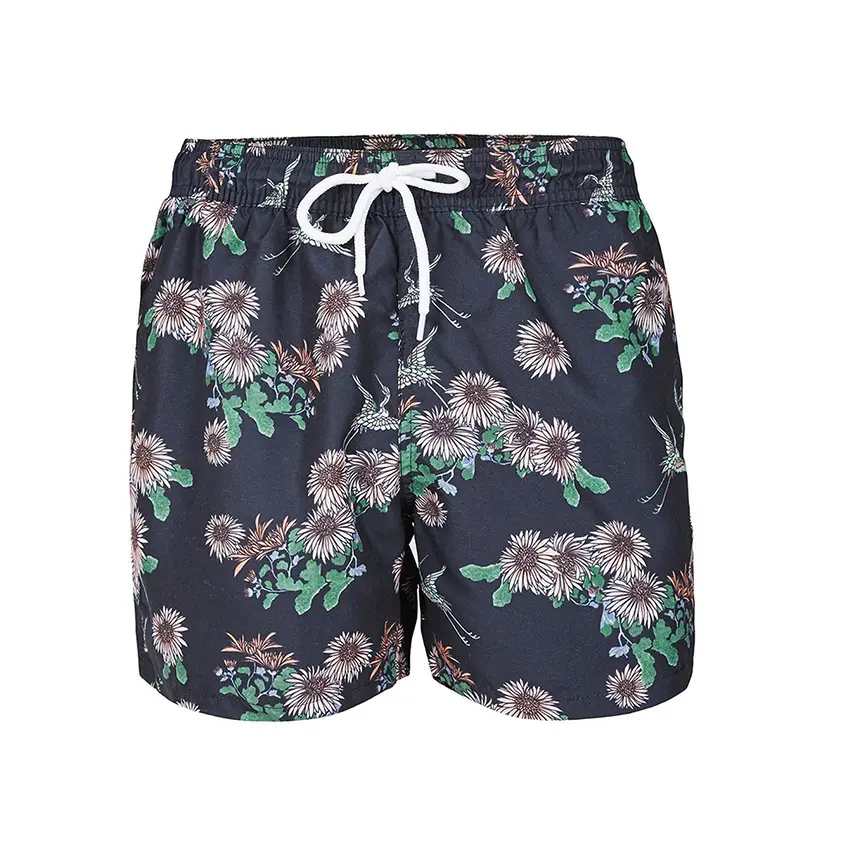 Wholesale Swim Shorts Floral Print Men Drawstring Waist Swim Shorts