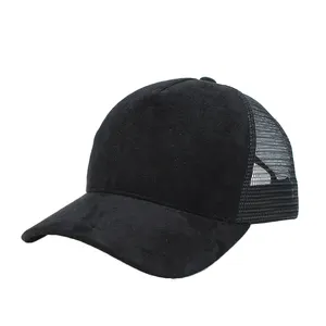 Gorra de béisbol de Color liso para camionero, visera curvada de malla en blanco, ajustable