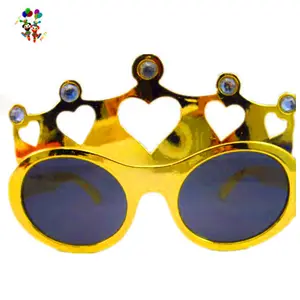 Hot Sale Queen Heart Crown Shaped Cheap Plastic Novelty Party Glasses HPC-0666