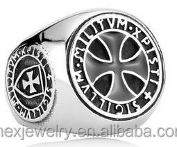 Soldats de Christ personnalisés, hommes, femmes, bague unique en acier inoxydable, croix des Templiers - Product Image 2