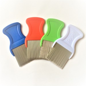 中国卸売プロモーションプラスチックハンドルステンレス鋼アンチニットノミダニシラミクリーニング除去櫛 - Product Image 3