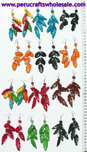 Pendientes artesanales Inca con cuentas hechas a mano, granos de semillas naturales, bisutería de moda colorida, accesorios para orejas colgantes de Perú - Product Image 2