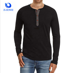 Los hombres Casual Slim Fit Henley de <span class=keywords><strong>manga</strong></span> <span class=keywords><strong>larga</strong></span> Camisetas de camisas de algodón <span class=keywords><strong>con</strong></span> tres <span class=keywords><strong>botones</strong></span> - Product Image 5