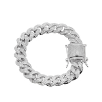 13 millimetri Zircone Cubico Cuban Link Braccialetto degli uomini di Hip hop Gioielli In Oro Argento di Rame Pesante Materiale Ghiacciato CZ Catena braccialetto