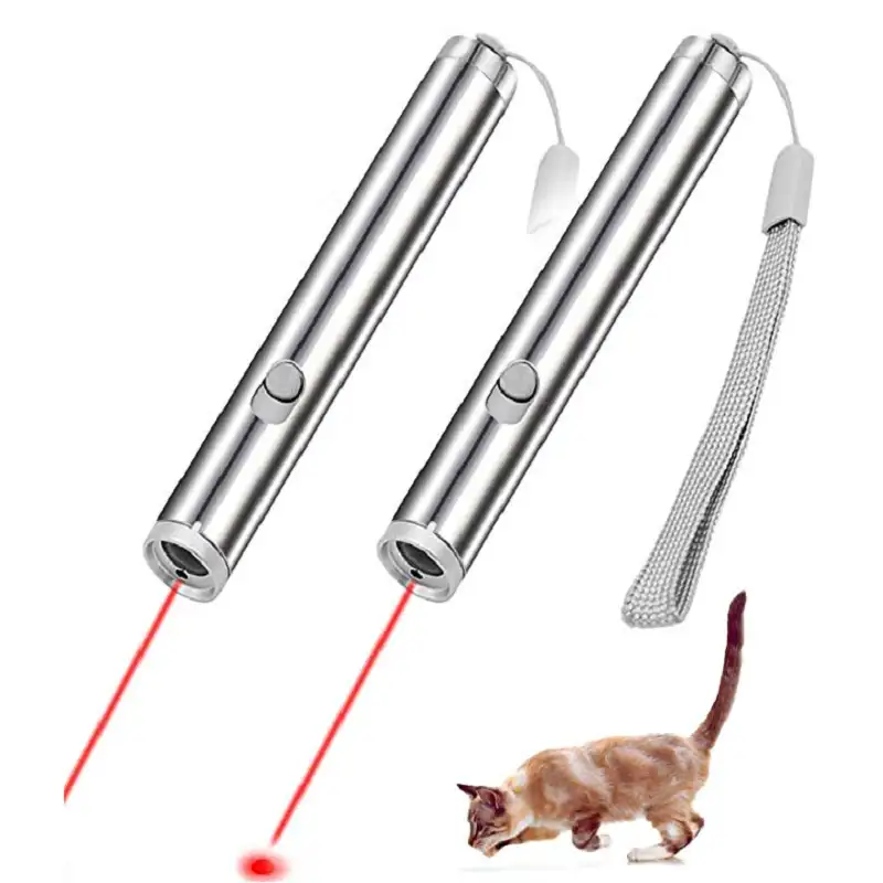 Mainan Pemburu Penunjuk Laser Kucing, Mainan 2 In 1 Lampu Kucing Interaktif dengan Titik Merah dan Senter untuk Pelatihan