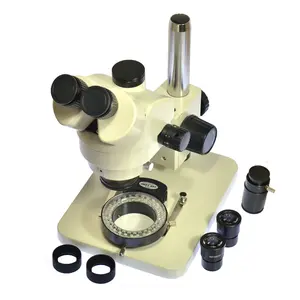 Тринокулярный стереомикроскоп HAYEAR 7X-45X WF10X20, окуляр, многофокусный тринокулярный микроскоп, головка 45 градусов, 56 светодиодов