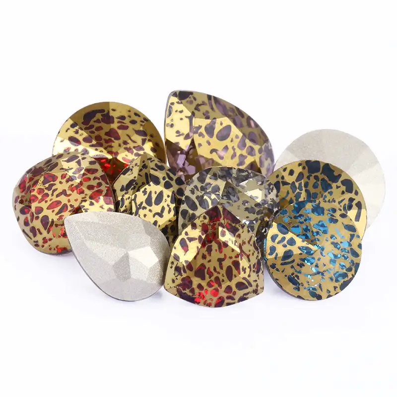 Xiaomi Xichuan — pierres naturelles en cristal, lune d'or, verres couleurs, fantaisie, divers formes, bijoux, pierres, strass à l'arrière