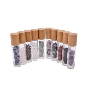 Melhor qualidade jovem viver natureza bambu cap 10ml fantasia gemstone jade rolo garrafas roll on garrafa para perfume