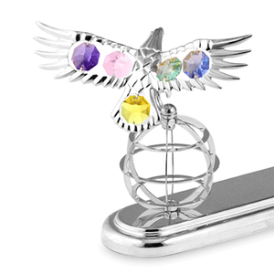 Crystocraft Deluxe Chrome Plated Iron Eagle Globe <b>Pen</b> Holder Decorated with Brilliant Cut Crystals Promotional Corporate Gifts - Product Image 2